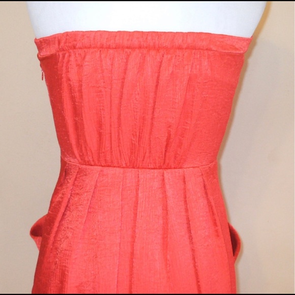 Strapless Coral Rachel Roy Flounce Mini Dress with Pockets - size 8 - Like New - Picture 8 of 8